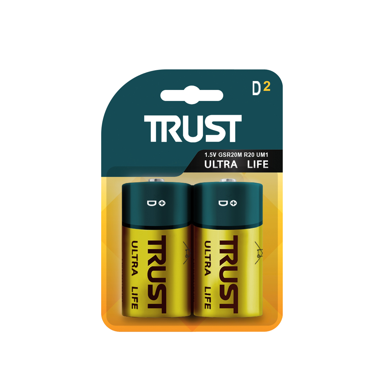 ULTRA LIFE D Size 1.5V–Pack of 2